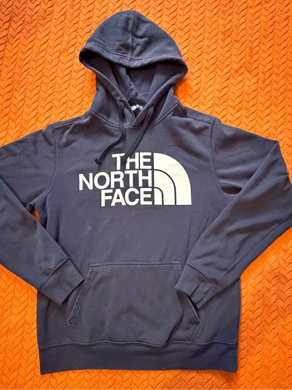 The North Face Navy Pullover Hoodie with White Logo